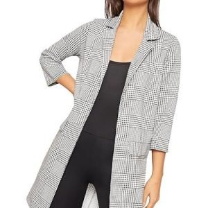 Houndstooth Check Print Jacket Duster Coat