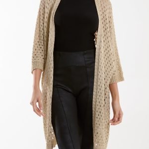 Crochet 3/4 Sleeve Long Cardigan